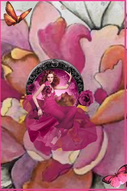 A lady in magenta