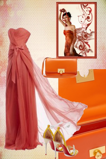 Red evening dress- Fashion set