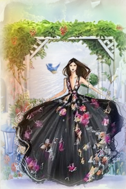 A girl in a flower dress- Combinaciónde moda