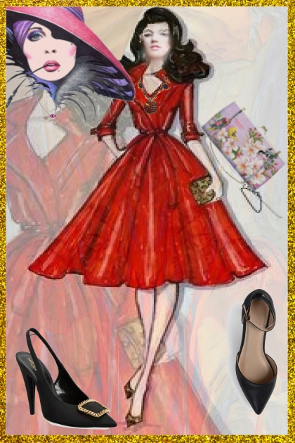 Smart red dress- Combinazione di moda