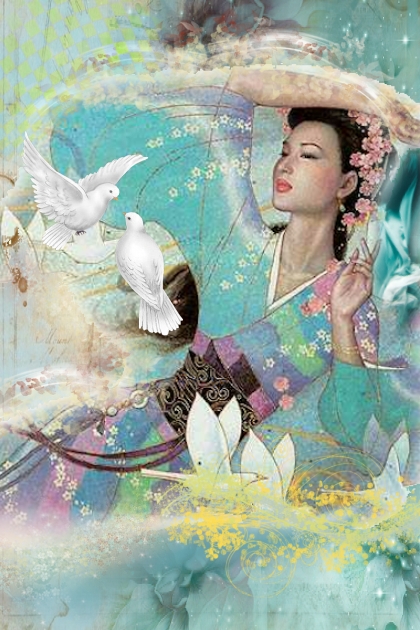 A girl with white doves- Modna kombinacija