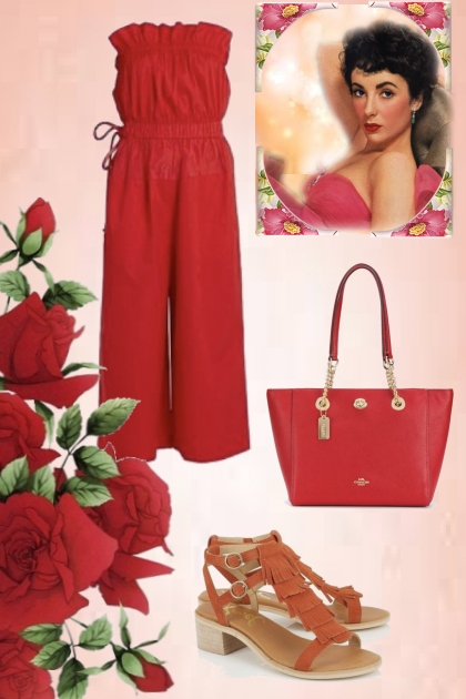 Red overalls- Combinazione di moda