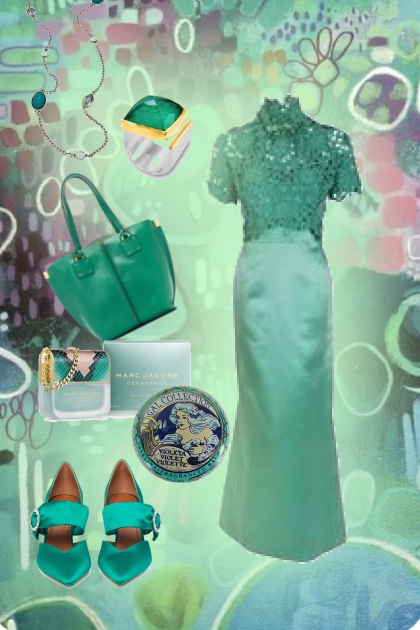 Outfit in emerald green- Модное сочетание