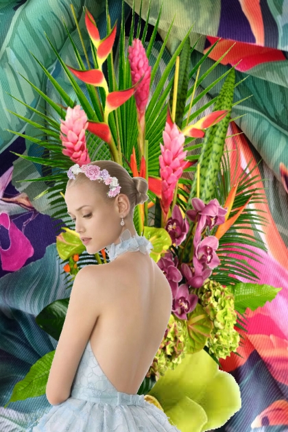 Snow queen among tropical flowers