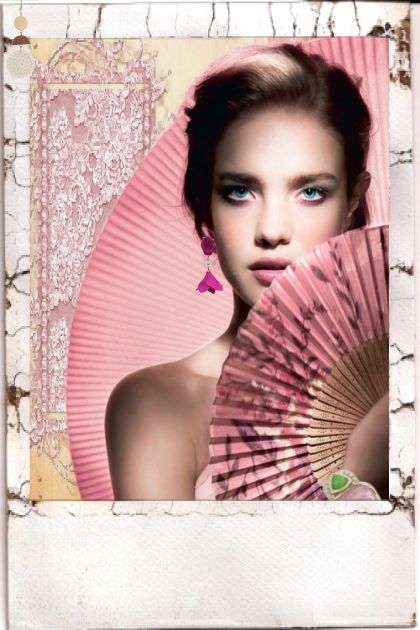 Lady with a pink fan- Combinazione di moda