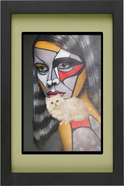 A girl with a white cat 2- Modna kombinacija