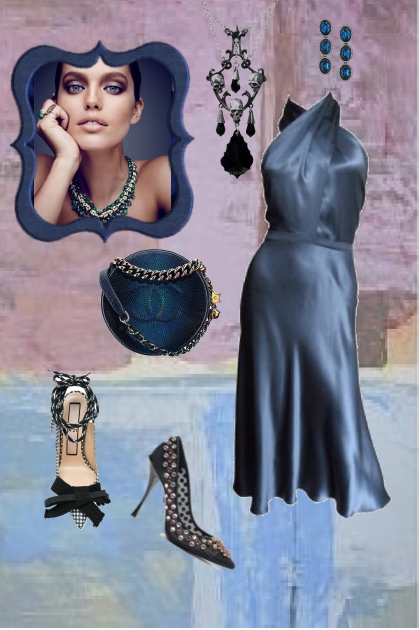Royal blue cocktail dress- Modna kombinacija