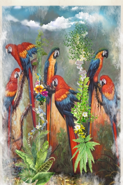 Flock of parrots