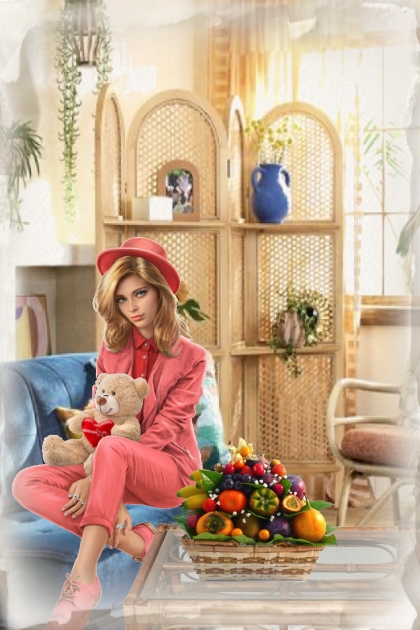 Girl with a teddy-bear- Fashion set