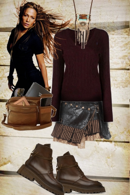 Leather skirt- Combinazione di moda