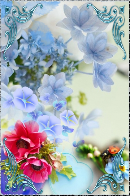 Flowers in blue- Fashion set