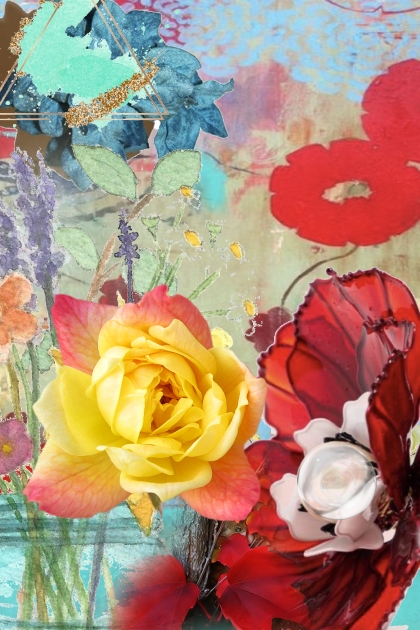 Abstract motive with flowers- combinação de moda