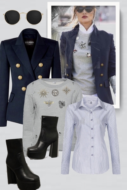 Blue blazer- Combinazione di moda