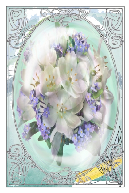 White and blue flowers- combinação de moda