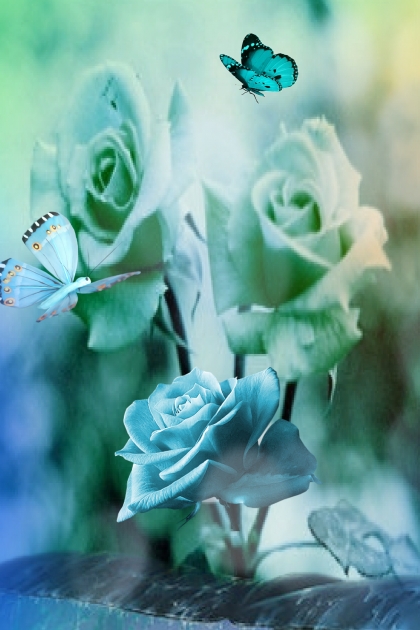 Greenish blue roses- Modna kombinacija