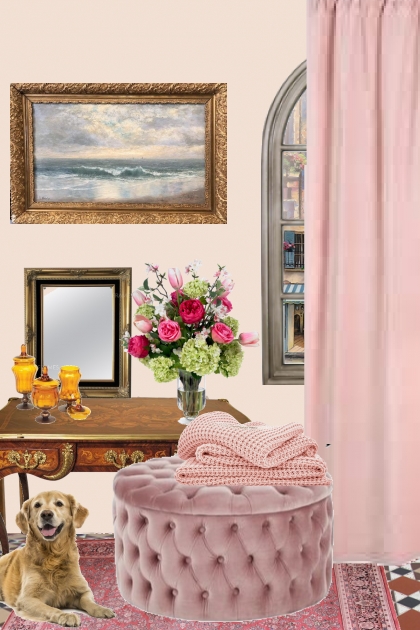 A parlour in pale pink