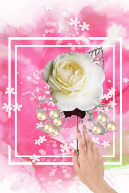White rose brooch- Modna kombinacija