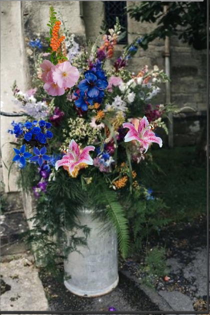 A bucket full of flowers- combinação de moda