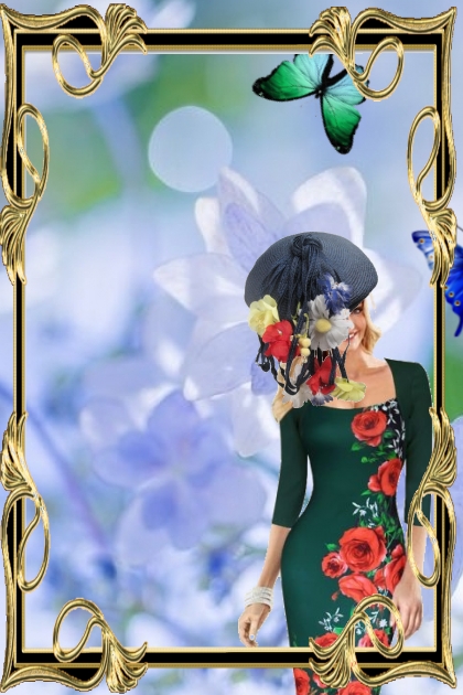 Outfit with red flowers- Fashion set