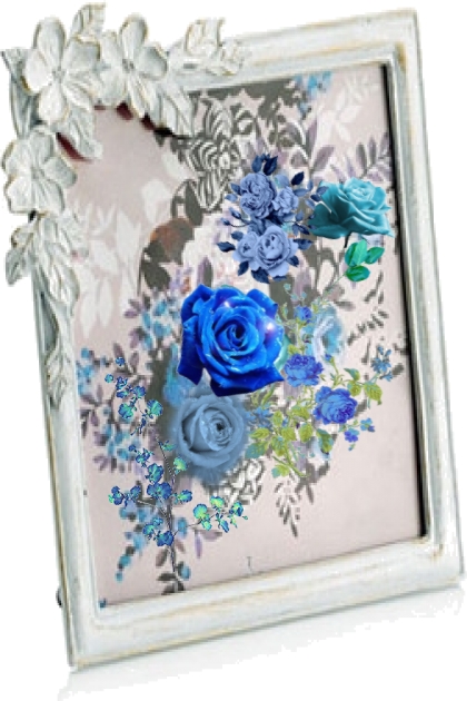 Blue roses collage- Combinaciónde moda