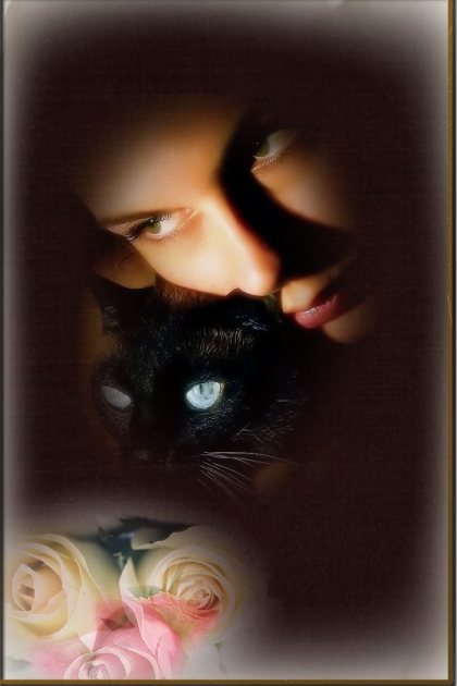 Blue-eyed black cat