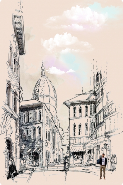 Old town drawing- Modna kombinacija