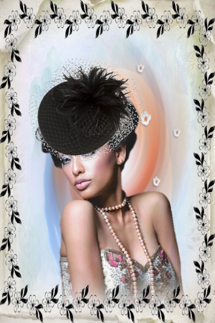 Black hat with a veil 2- Modna kombinacija