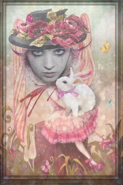 A girl with a white rabbit 2
