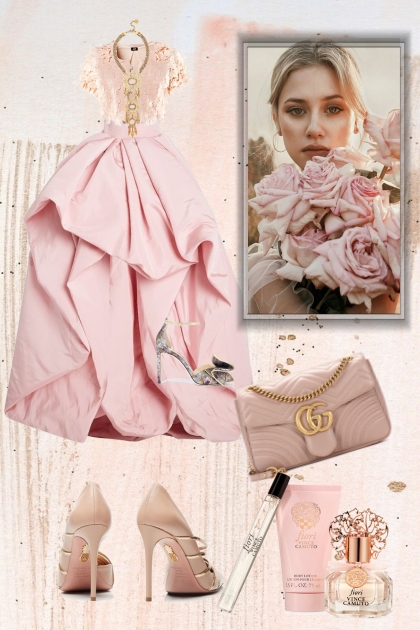 Pale pink evening outfit