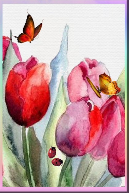 Water colour tulips- Modna kombinacija