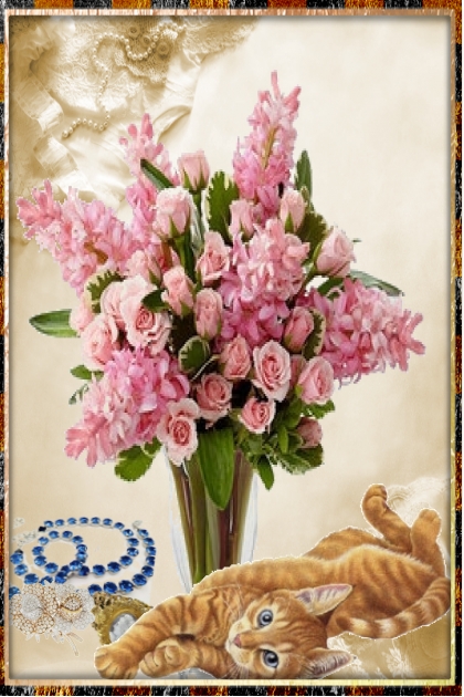 A cat and flowers 2- Modekombination