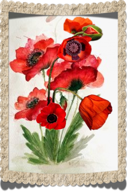 Water colour poppies- Fashion set