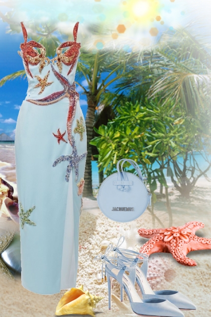 Dress with the sea motif- Combinaciónde moda