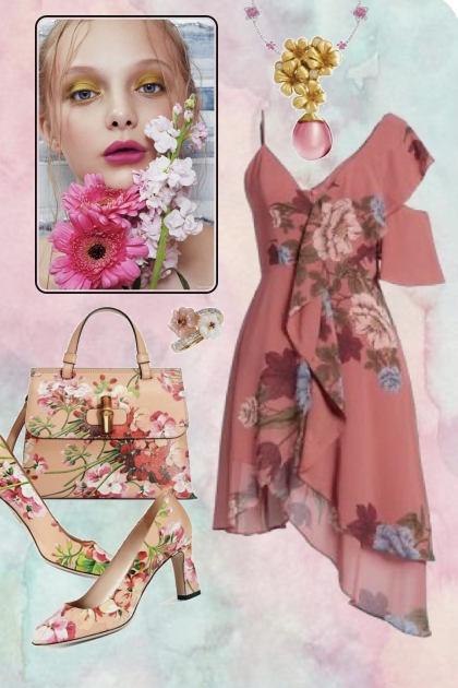 Flower print dress 2- combinação de moda