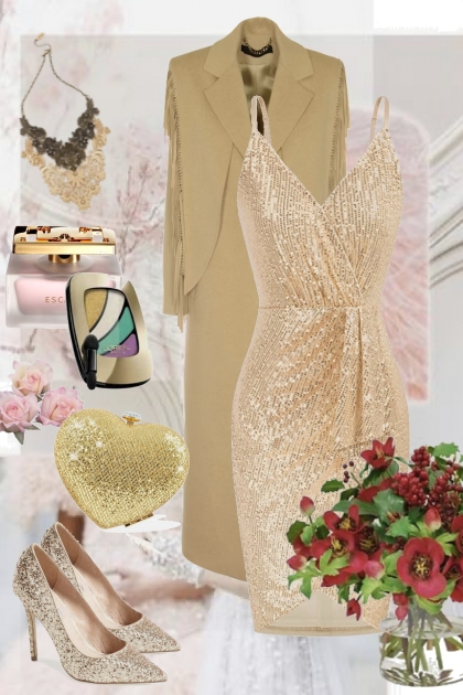 Gold cocktail outfit- Combinaciónde moda
