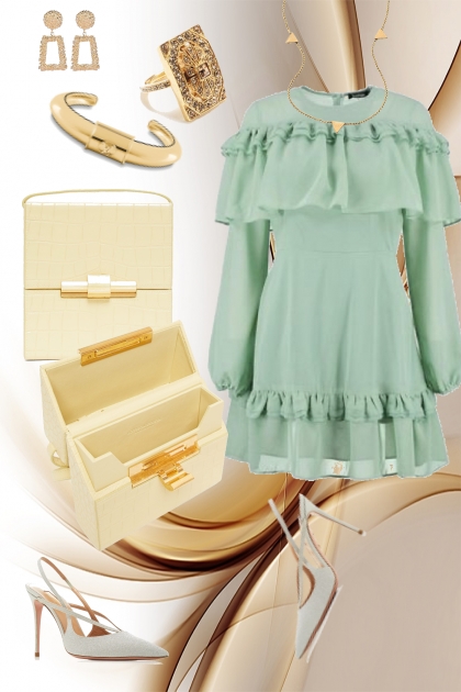 Mint green dress- Modna kombinacija