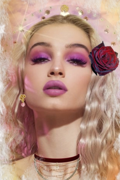 Beauty with a purple flower- Combinaciónde moda