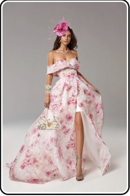 Evening dress with a floral print