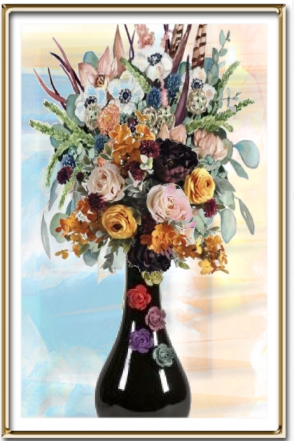 Bouquet in a black vase- Combinazione di moda