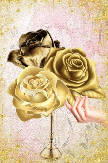 Bouquet of gold roses- Fashion set