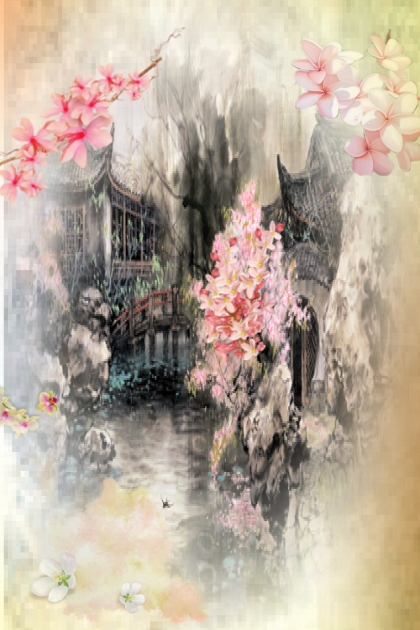 Blooming sakura 2- combinação de moda