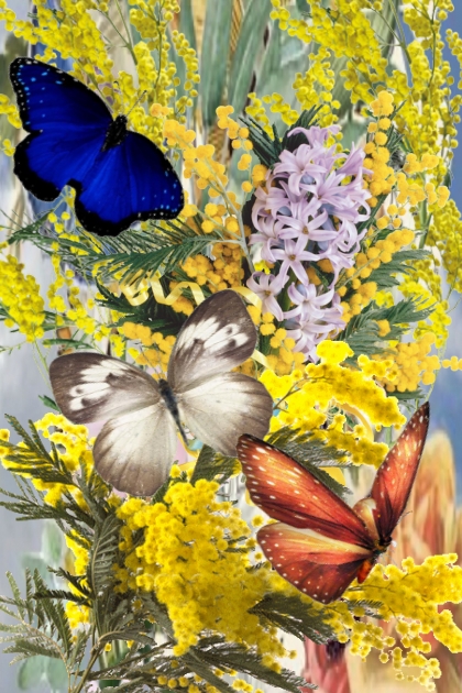 Mimosa and butterflies- Combinaciónde moda