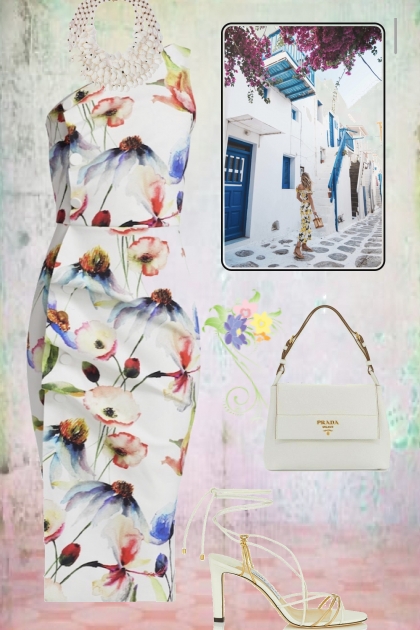 White poppy pattern- Fashion set