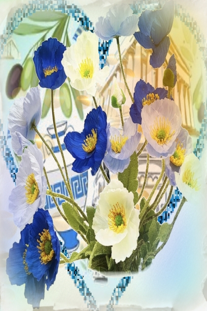 Enchanting blue and white flowers- combinação de moda