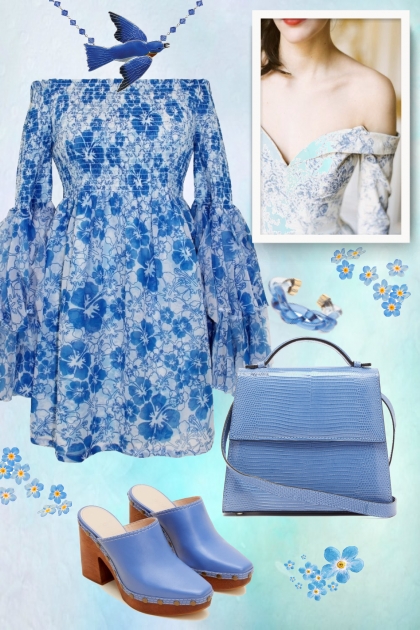 Blue and white outfit 4- combinação de moda