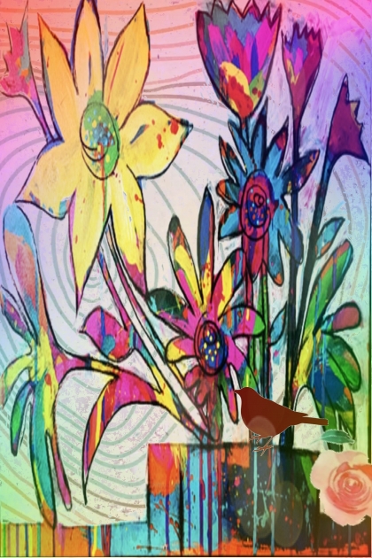 Bright flower painting- Combinazione di moda