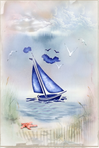 Blue sail boat- Combinaciónde moda