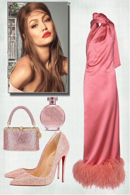 Bright pink evening dress- Combinazione di moda