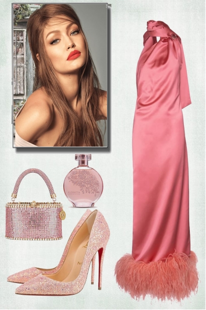 Bright pink evening dress- Модное сочетание