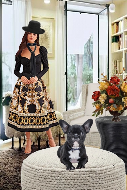 Elegant lady with a pet- combinação de moda